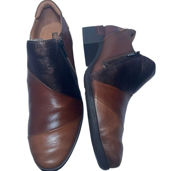 Pikolinos Leather Booties Brown & Bronze Metallic Zip Comfort Heels - Picture 7 of 10